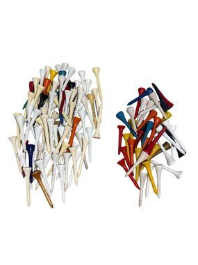 Golf Tees Mixed Lot 1.75 - 2" Length 100 + Exact Lot Wood Plastic